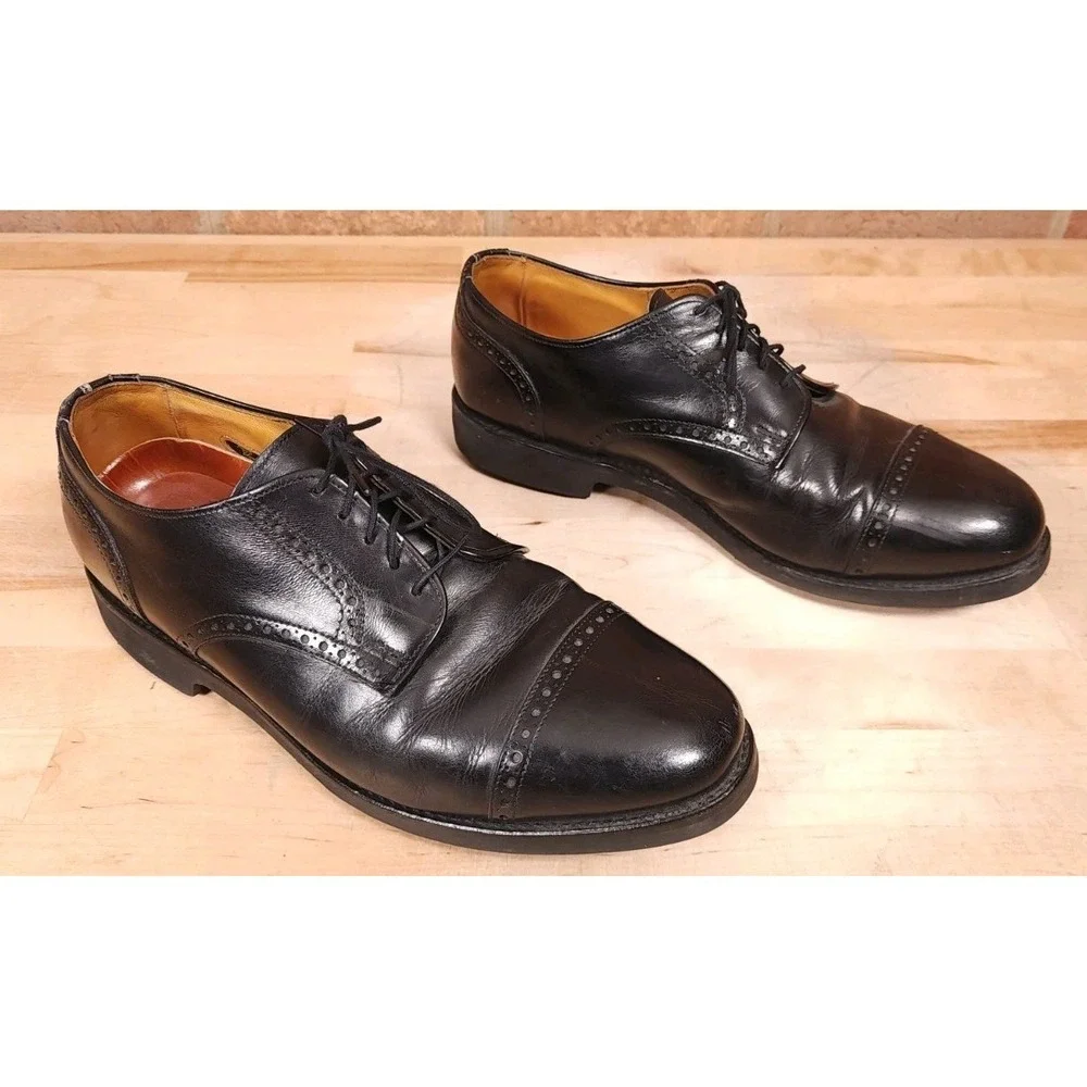 Allen Edmonds Benton Cap Toe Blucher Derby Dress Shoes Orthotics Size 10 D Black